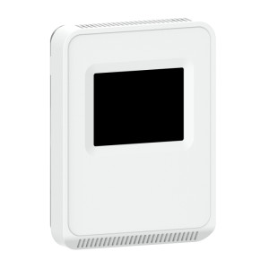 White rectangular wall sensor with ventilation slots and hidden electronics