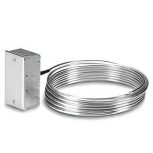 Sensor with long coiled copper tube and grey box.