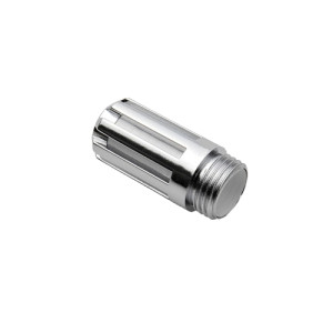 A small cylindrical metal component with external threads and longitudinal slots along the sides, used as a protective filter for sensors.
