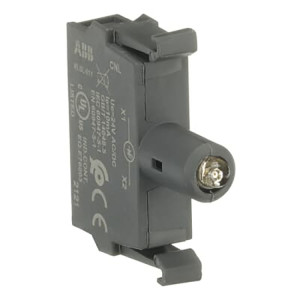 Narrow grey electrical component with a round connector protruding from its side.