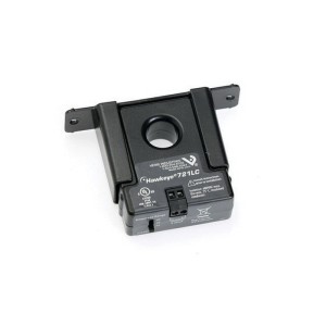Black current sensor with center hole and mounting ears, labelled Hawkeye 721LC