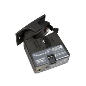 Black compact Hawkeye 921 current transducer with hinged jaw and base mount.