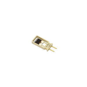 Small beige sensor chip with two gold connector pins on one edge