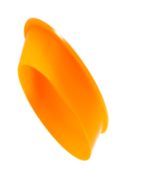 Orange plastic cap plug with flanged rim