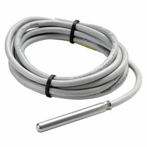 Coiled gray cable with a slender stainless steel temperature sensing tip at one end