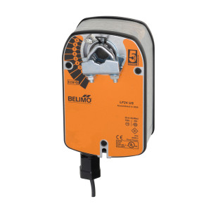 Orange damper actuator with metal bracket and manual override lever