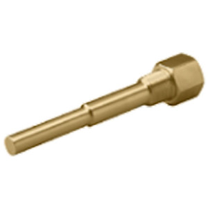 Brass fitting with threaded hex head and long smooth insertion tube
