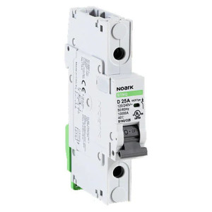 Single pole circuit breaker with green label.