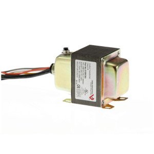Veris control transformer with metal case, label and coloured wires.