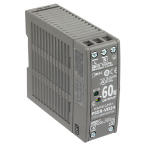 Grey IDEC power supply with vented sides, labelled 60 W output and 24 V DC.