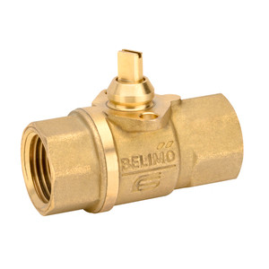 Brass inline valve with threaded female ends and square stem on top