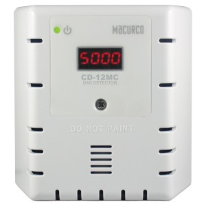 Rectangular white gas detector featuring a red LED display indicating 5000, side ventilation slits and the words 'Do Not Paint' on the front.