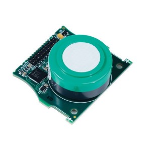 Green PCB with round green sensor disc and white terminal connectors.