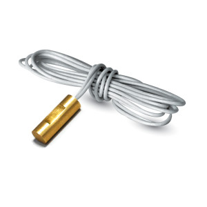 Coiled grey wire with a short brass cylinder at the end.