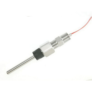 Stainless immersion sensors with threaded ends and red wires