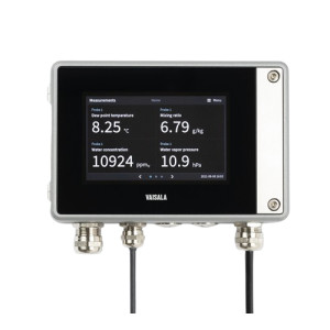 Dark rectangular instrument with a front touchscreen display and side connectors