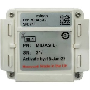 Honeywell MIDAS-L sensor cartridge with label and QR code.
