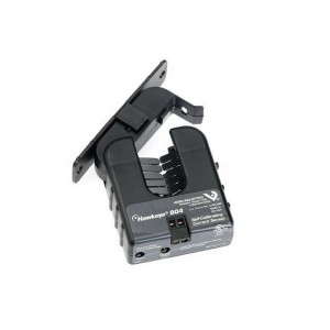 Dark gray split‑core current sensor labelled Hawkeye 904, with hinged clamp and mounting bracket.