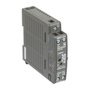 Grey power supply with vented housing and 30 W label.