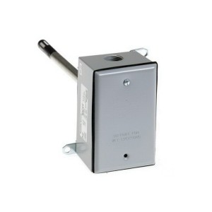 Gray immersion sensor with long metal probe and rectangular housing